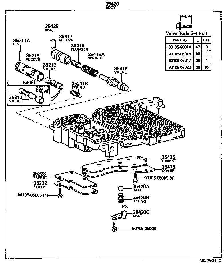 35432-22082 PLATE, VALVE BODY, NO.1 product image