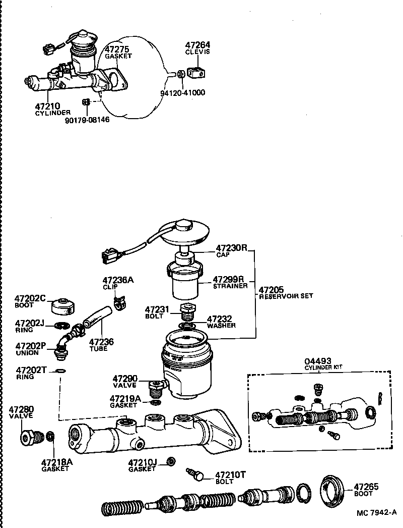 04493-20150 CYLINDER KIT, BRAKE MASTER product image