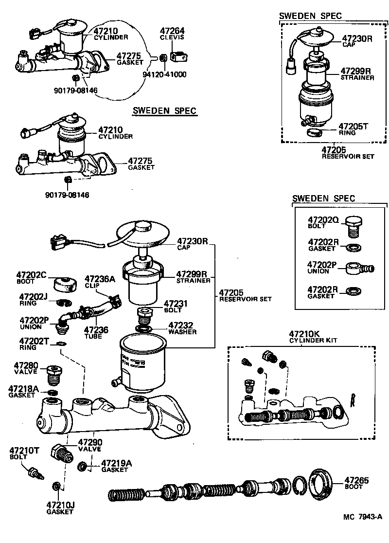 47201-14430 CYLINDER ASSY, MASTER, W/O BOOSTER product image