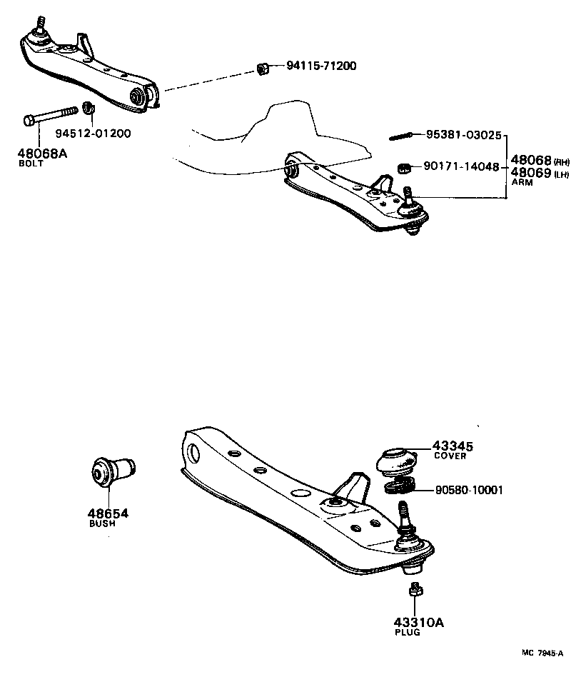 48069-19085 ARM SUB-ASSY, FRONT SUSPENSION, LOWER NO.1 LH product image