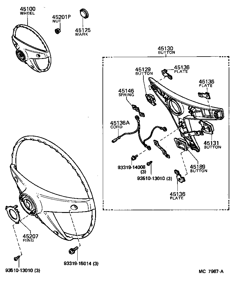 45125-10040 MARK, STEERING WHEEL PAD product image
