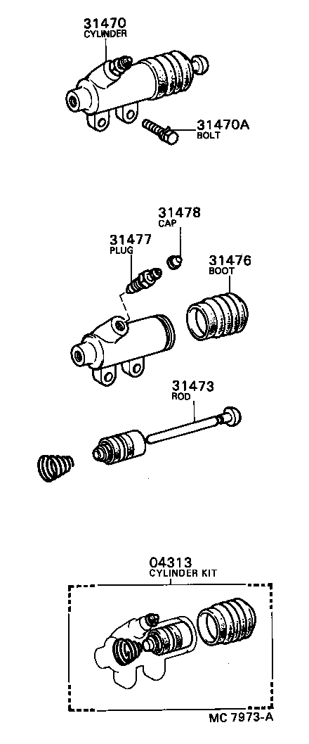 31470-35080 CYLINDER ASSY, CLUTCH RELEASE product image