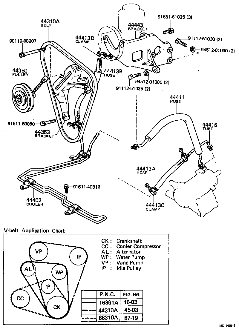 44381-60010 BRACKET, POWER STEERING IDLE PULLEY product image
