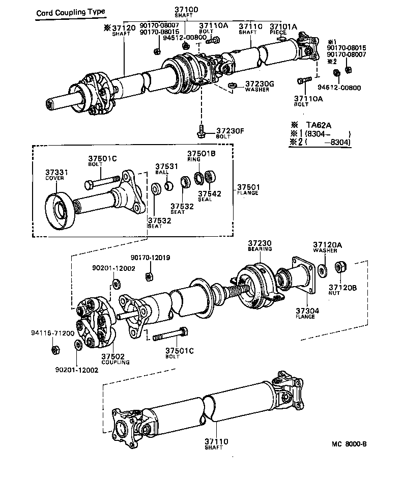 37100-14280 SHAFT ASSY, PROPELLER W/CENTER BEARING product image