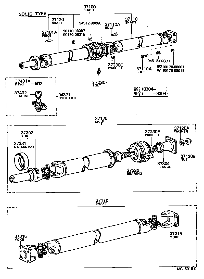 04371-22020 SPIDER KIT, UNIVERSAL JOINT(FOR PROPELLER SHAFT) product image