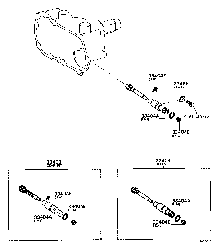 33403-19115 GEAR SUB-ASSY, SPEEDOMETER DRIVEN (MTM) product image