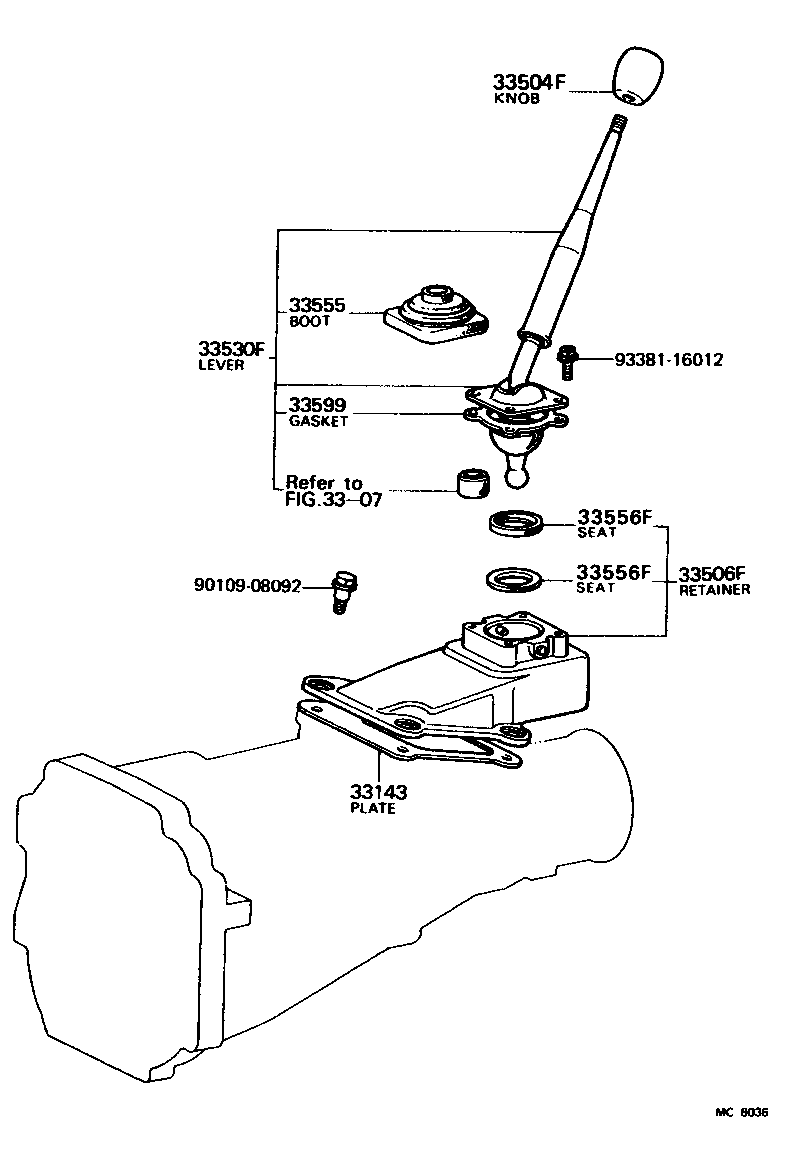 33503-20140 LEVER ASSY, SHIFT (FOR FLOOR SHIFT) product image