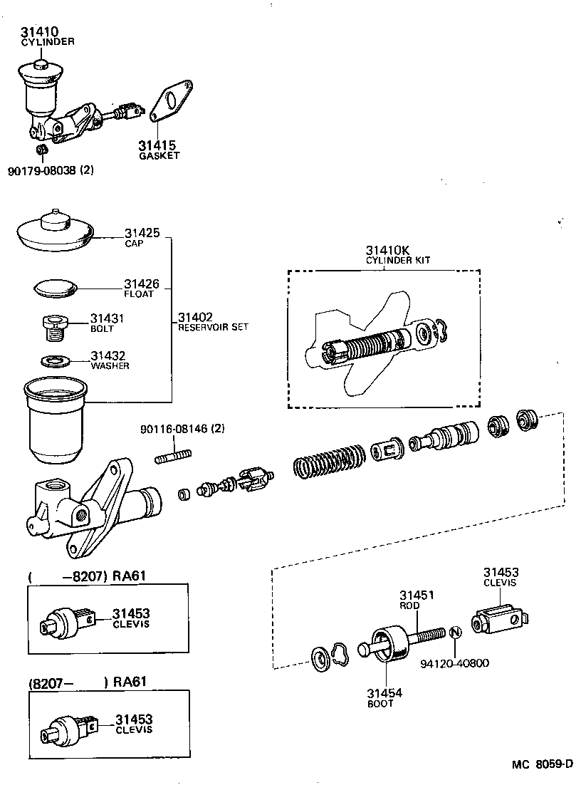 31410-22070 CYLINDER ASSY, CLUTCH MASTER product image