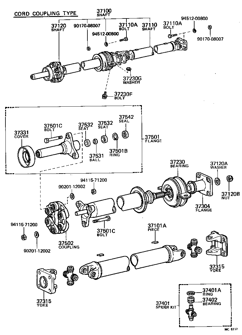 90119-10133 BOLT, NO.1 (FOR CENTER SUPPORT BEARING) product image