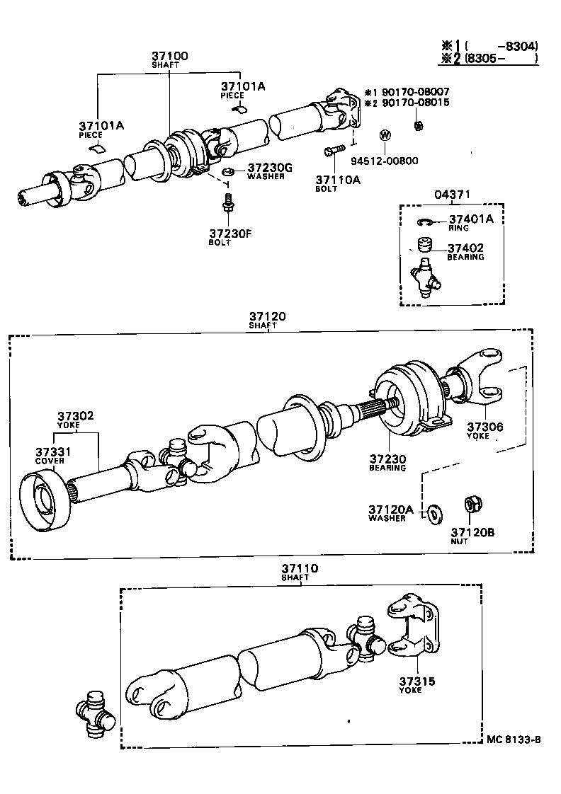 04371-22020 SPIDER KIT, UNIVERSAL JOINT(FOR PROPELLER SHAFT) product image