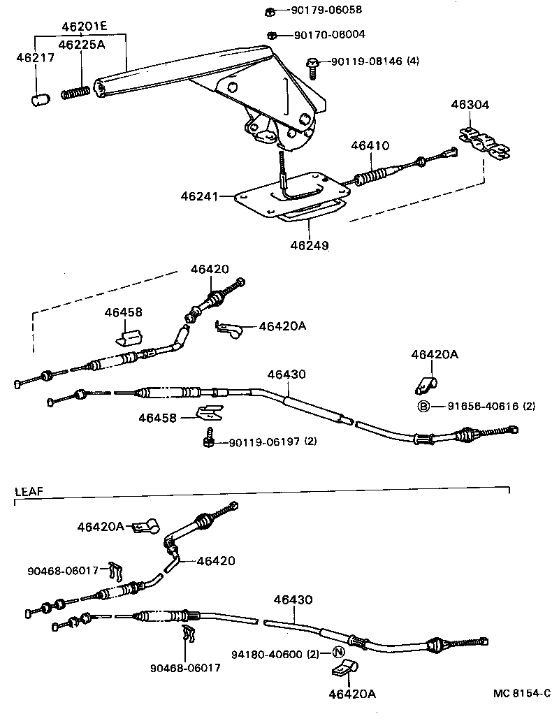 46430-20160 CABLE ASSY, PARKING BRAKE, NO.3 product image