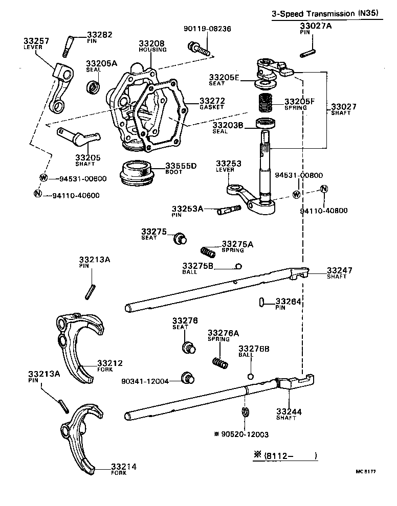 33253-30171 LEVER, SHIFT OUTER, NO.1 product image