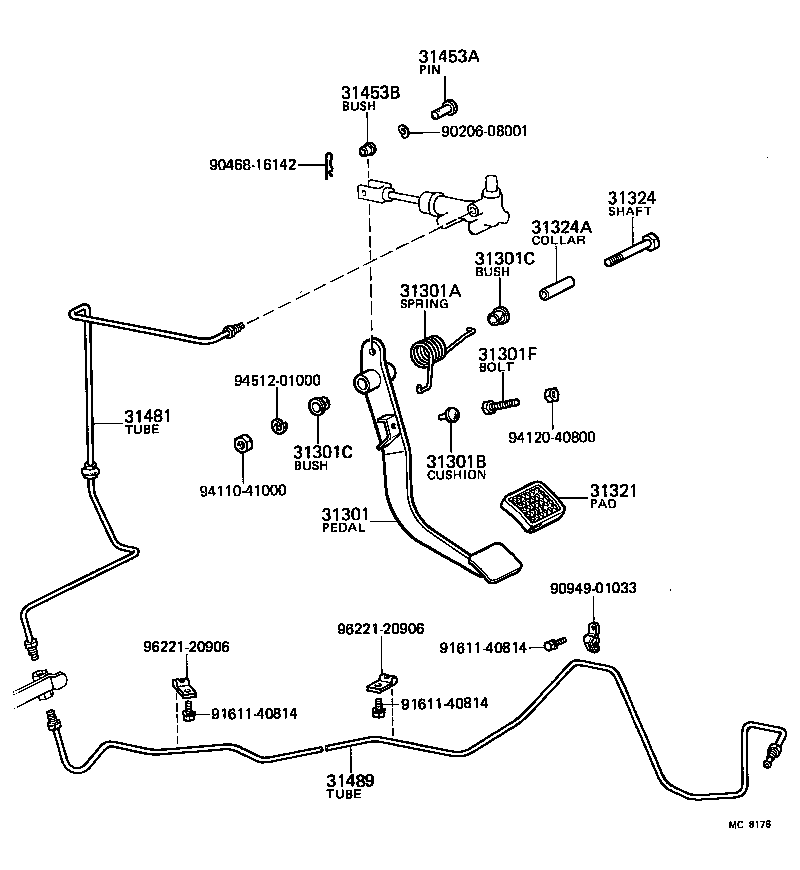 31301-25030 PEDAL SUB-ASSY, CLUTCH product image