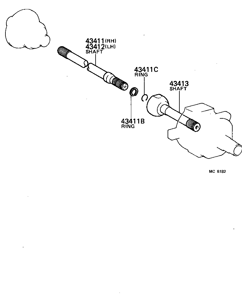 43412-60050 SHAFT, FRONT AXLE, INNER LH product image