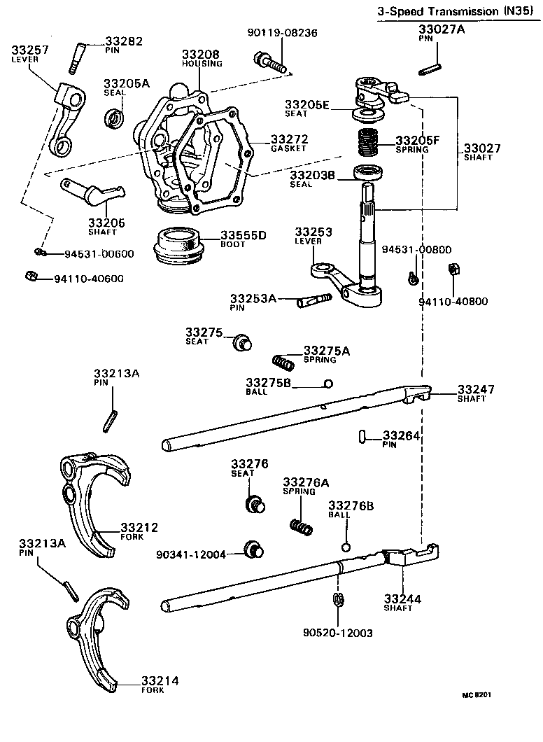 33240-30020 SHAFT ASSY, GEAR SHIFT FORK, NO.2 product image