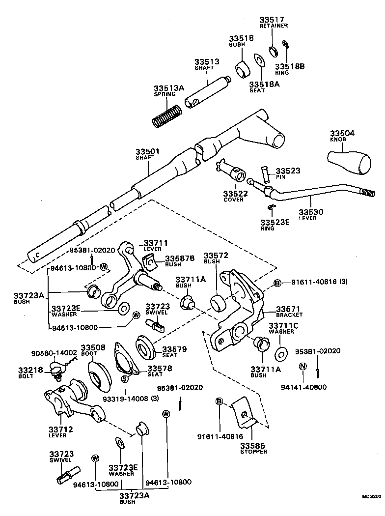 33513-30080 SHAFT, CONTROL SHAFT BRACKET, UPPER product image