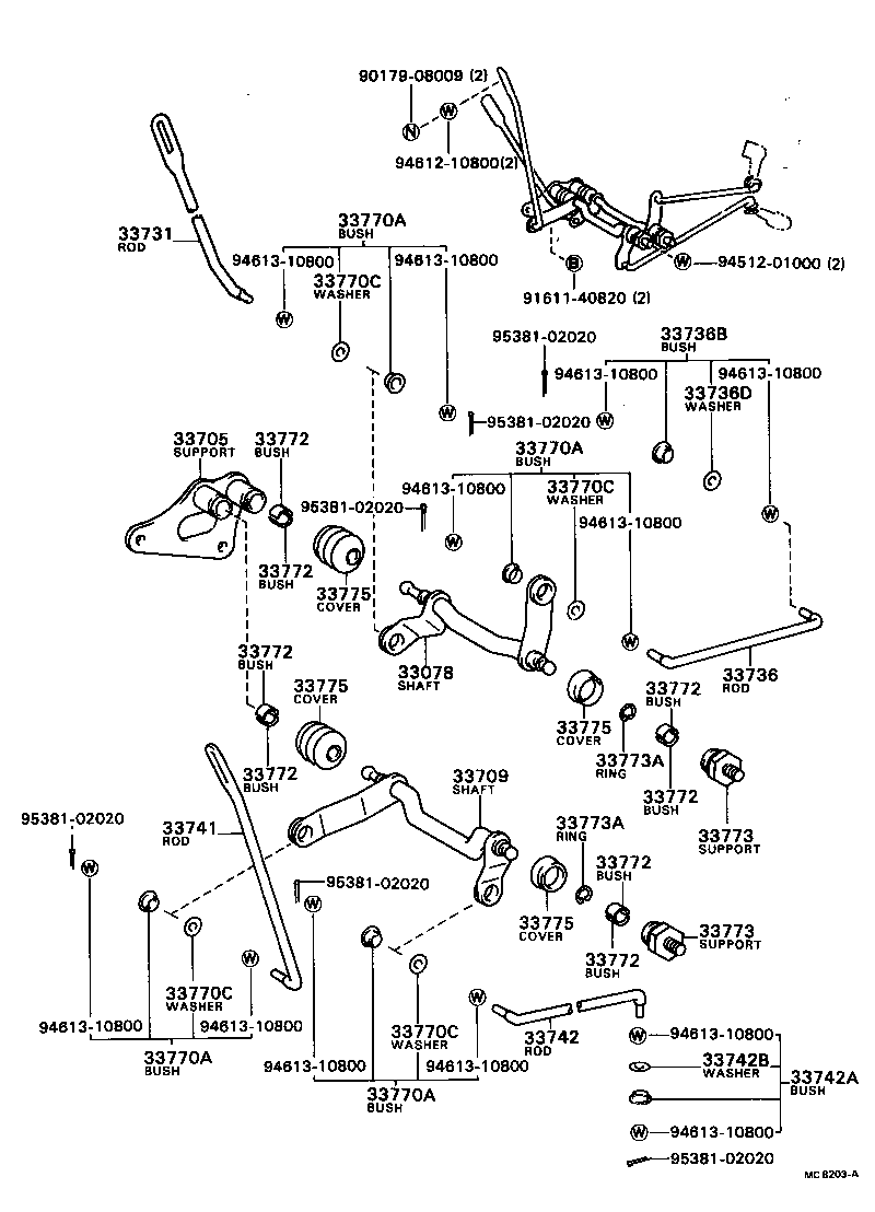 33513-30080 SHAFT, CONTROL SHAFT BRACKET, UPPER product image