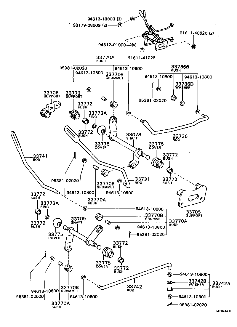 33513-30080 SHAFT, CONTROL SHAFT BRACKET, UPPER product image