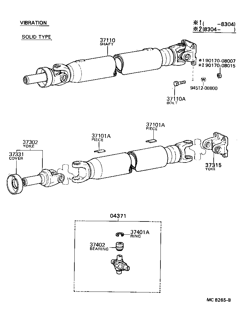 04371-22020 SPIDER KIT, UNIVERSAL JOINT(FOR PROPELLER SHAFT) product image