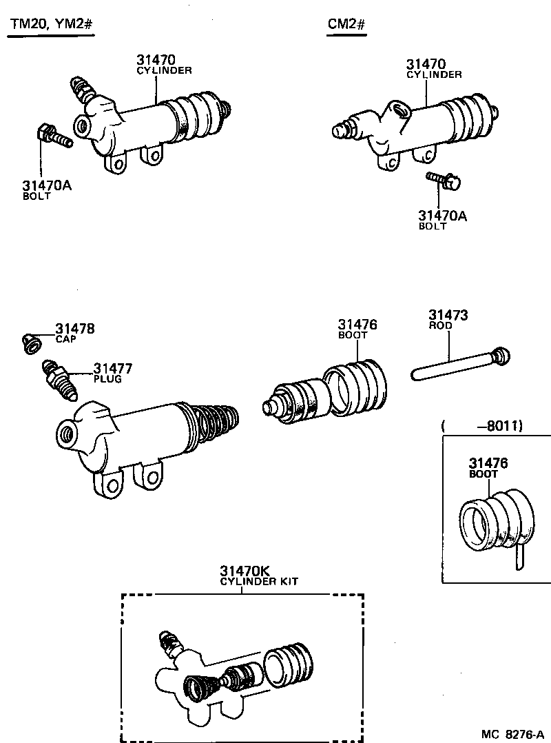 31470-30140 CYLINDER ASSY, CLUTCH RELEASE product image