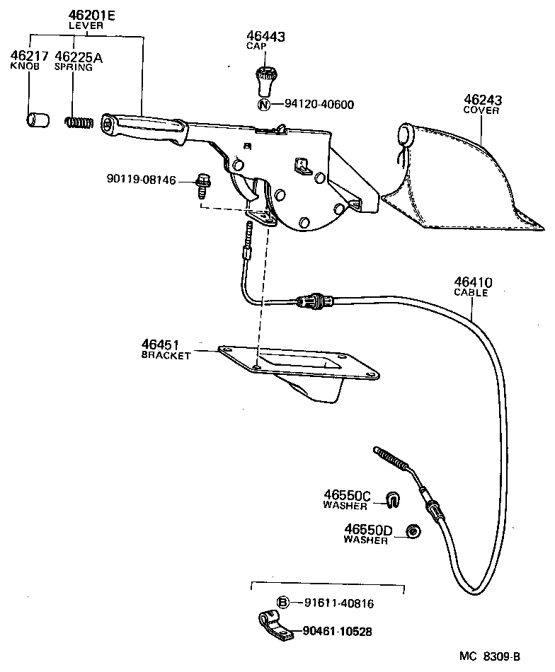 46410-60180 CABLE ASSY, PARKING BRAKE, NO.1 product image