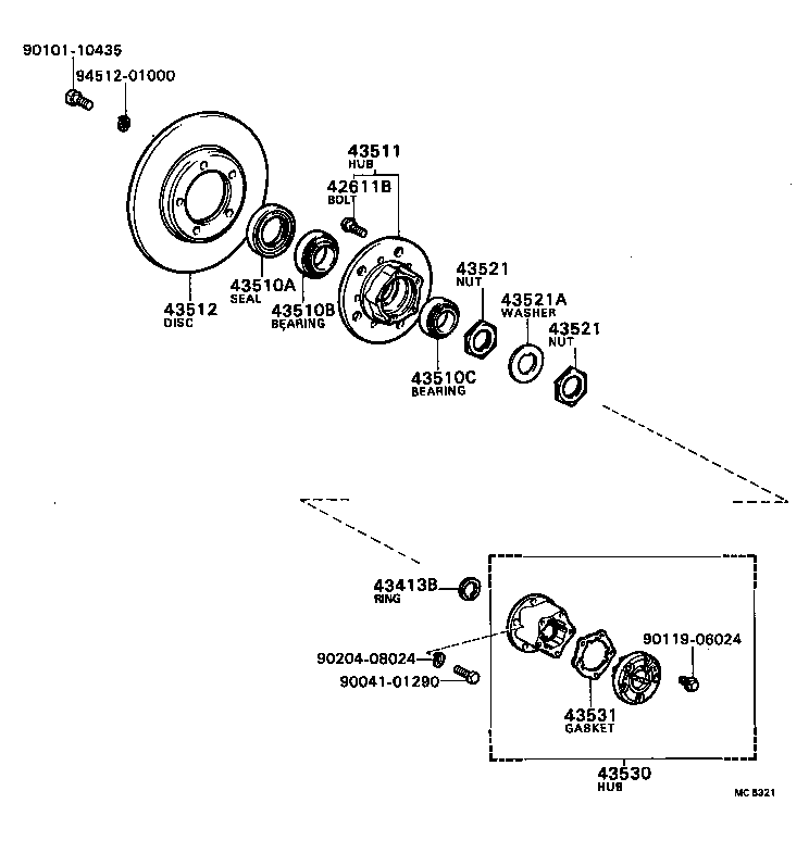 43521-87601 NUT, FRONT WHEEL ADJUSTING product image