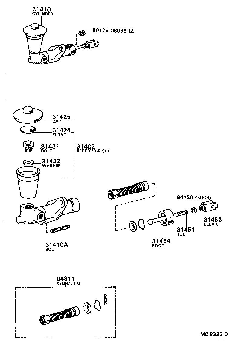 Toyota 04311-22020 CYLINDER KIT, CLUTCH MASTER