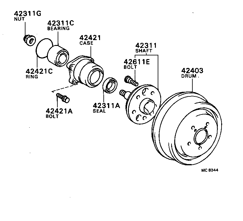 42421-32010 CASE, REAR AXLE BEARING product image