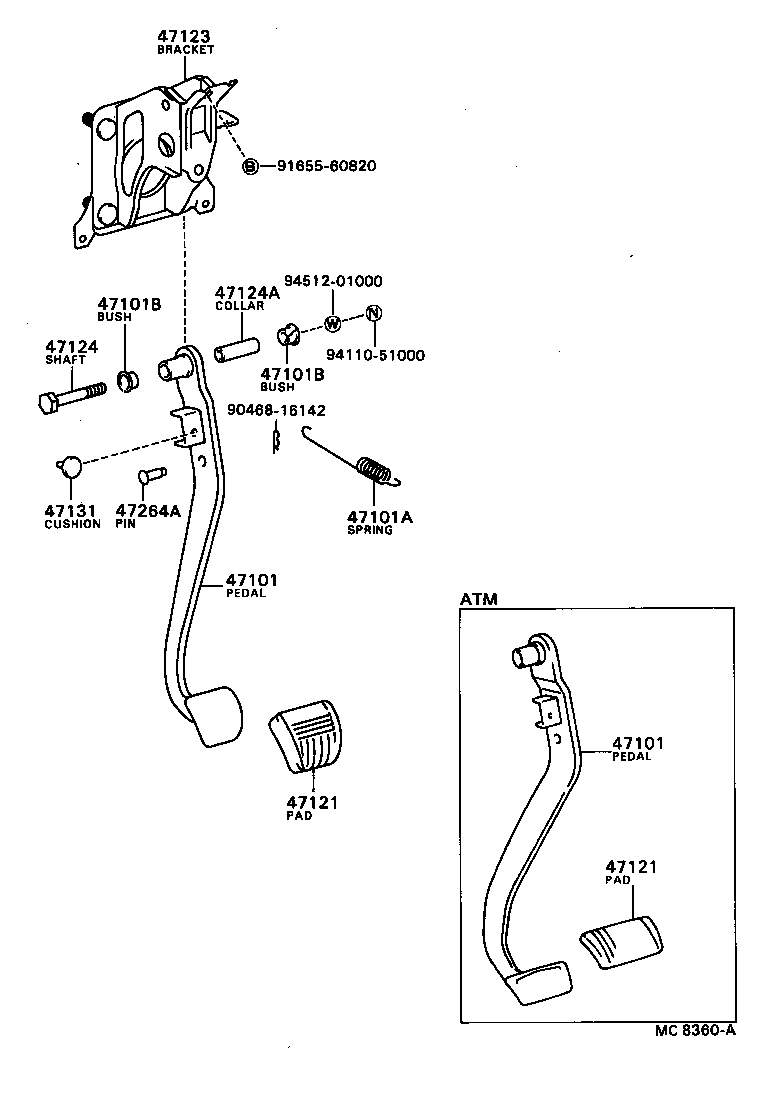 47101-32080 PEDAL SUB-ASSY, BRAKE product image