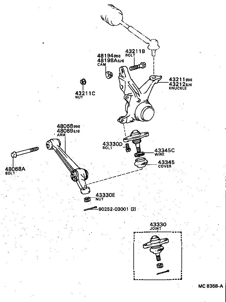 43212-32020 KNUCKLE, STEERING, LH product image