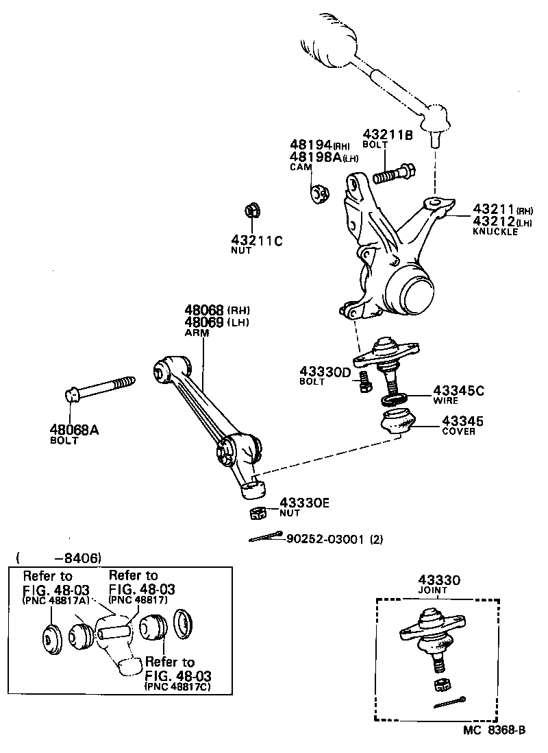 Toyota 43212-32020 KNUCKLE, STEERING, LH