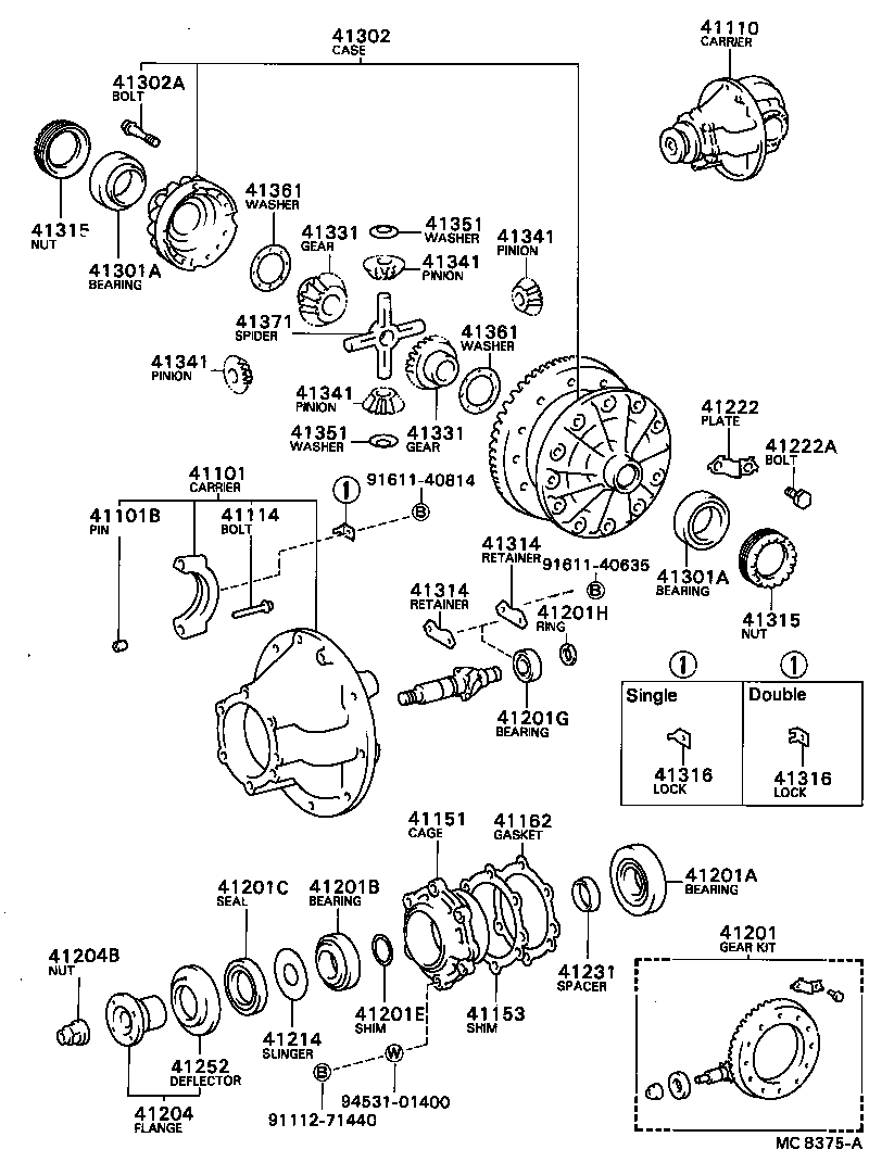 41101-36040 CARRIER SUB-ASSY, DIFFERENTIAL, REAR product image