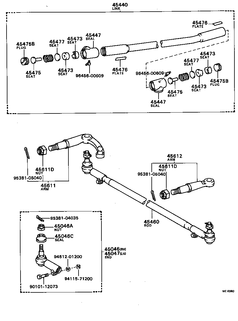 45441-39075 LINK ASSY, STEERING DRAG product image