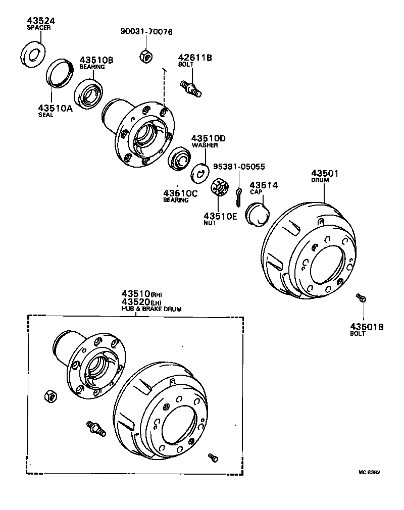 43512-36030 DRUM SUB-ASSY, FRONT BRAKE product image