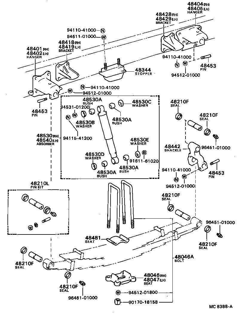 48542-36040 PIN, SHOCK ABSORBER UPPER PIVOT, REAR product image