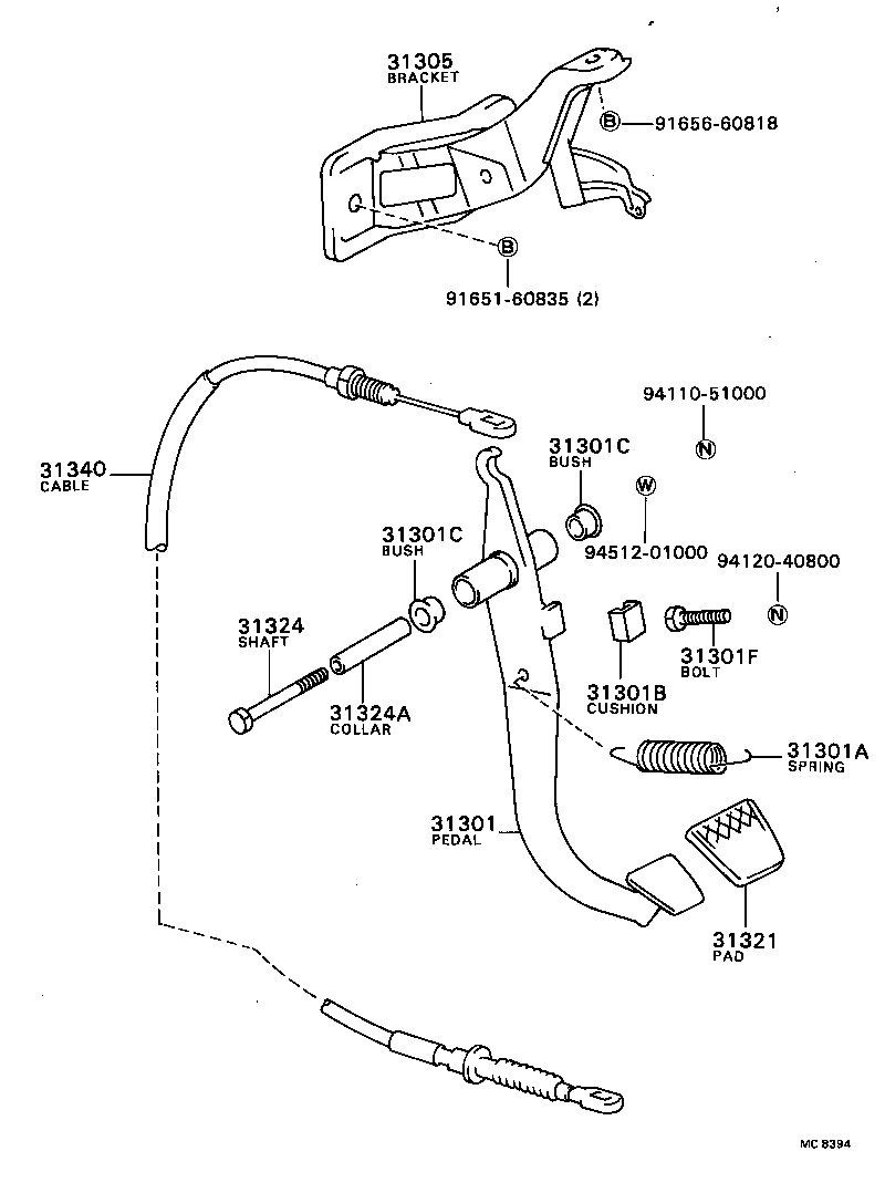 31301-16040 PEDAL SUB-ASSY, CLUTCH product image