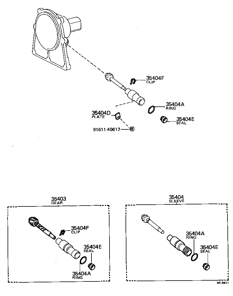 33404-16020 SLEEVE SUB-ASSY, SPEEDOMETER SHAFT (ATM) product image