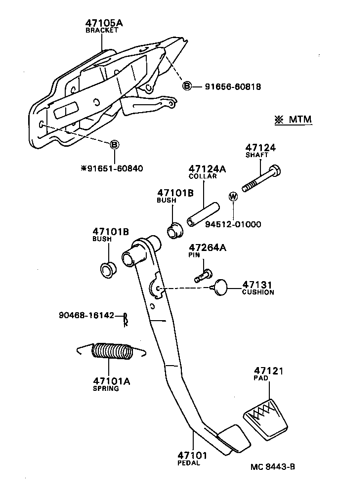 47101-16050 PEDAL SUB-ASSY, BRAKE product image