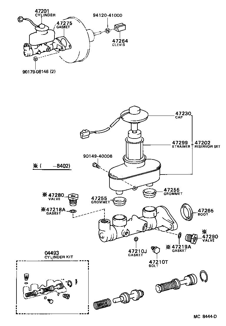 Toyota 04493-16020 CYLINDER KIT, BRAKE MASTER