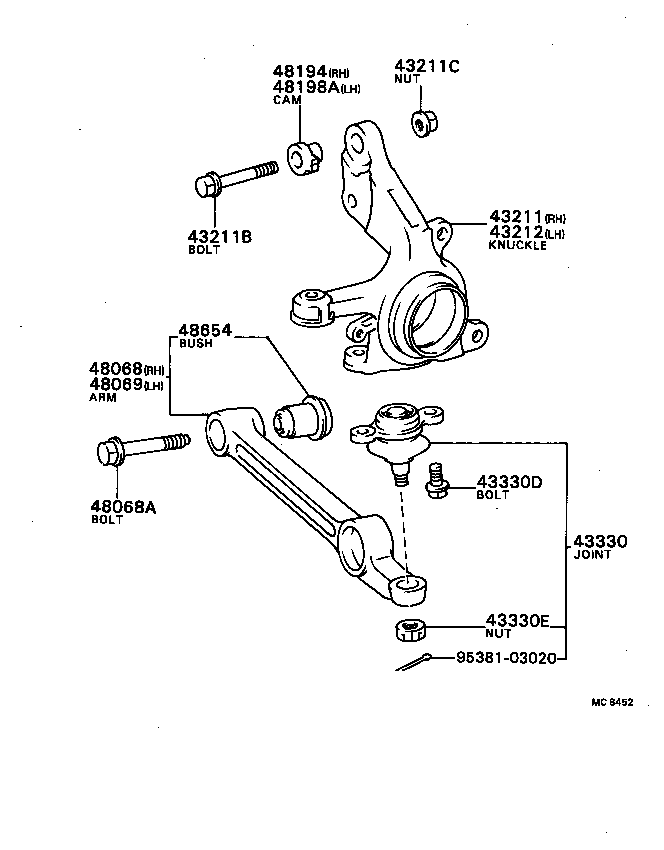 43330-19025 JOINT ASSY, LOWER BALL, FRONT product image