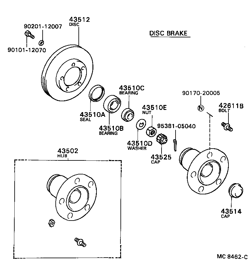 43501-36040 HUB SUB-ASSY, FRONT AXLE product image
