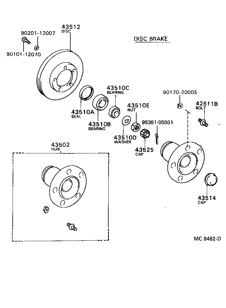 43501-36030 HUB SUB-ASSY, FRONT AXLE product image