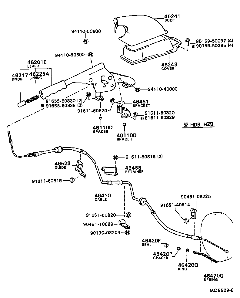 46410-36360 CABLE ASSY, PARKING BRAKE, NO.1 product image