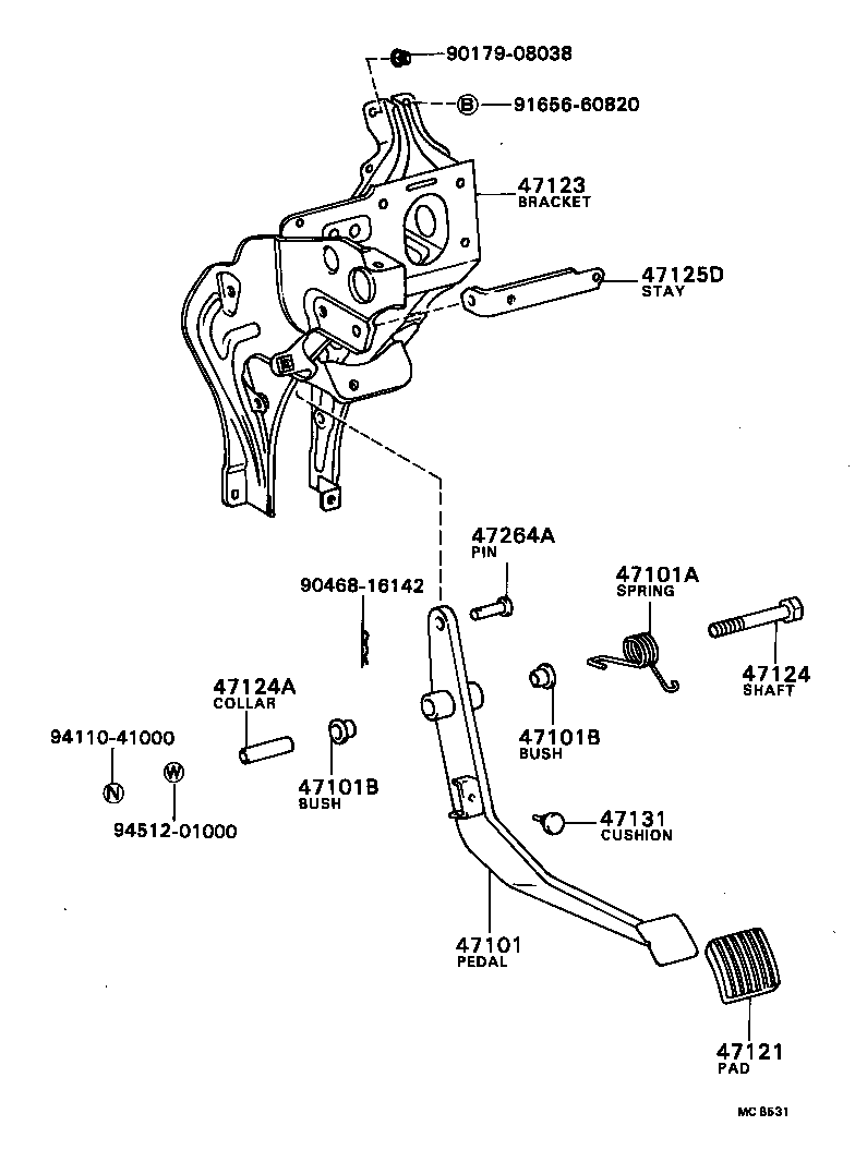 55106-90B03 BRACKET, BRAKE PEDAL product image