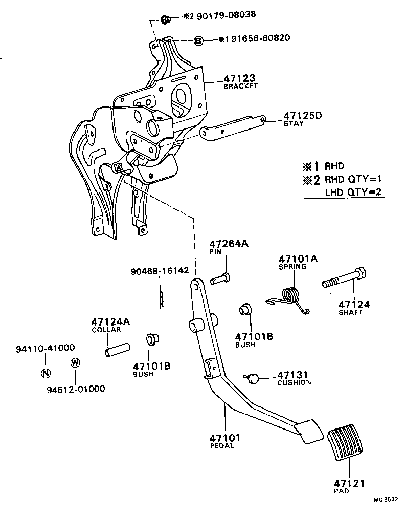 47101-36080 PEDAL SUB-ASSY, BRAKE product image