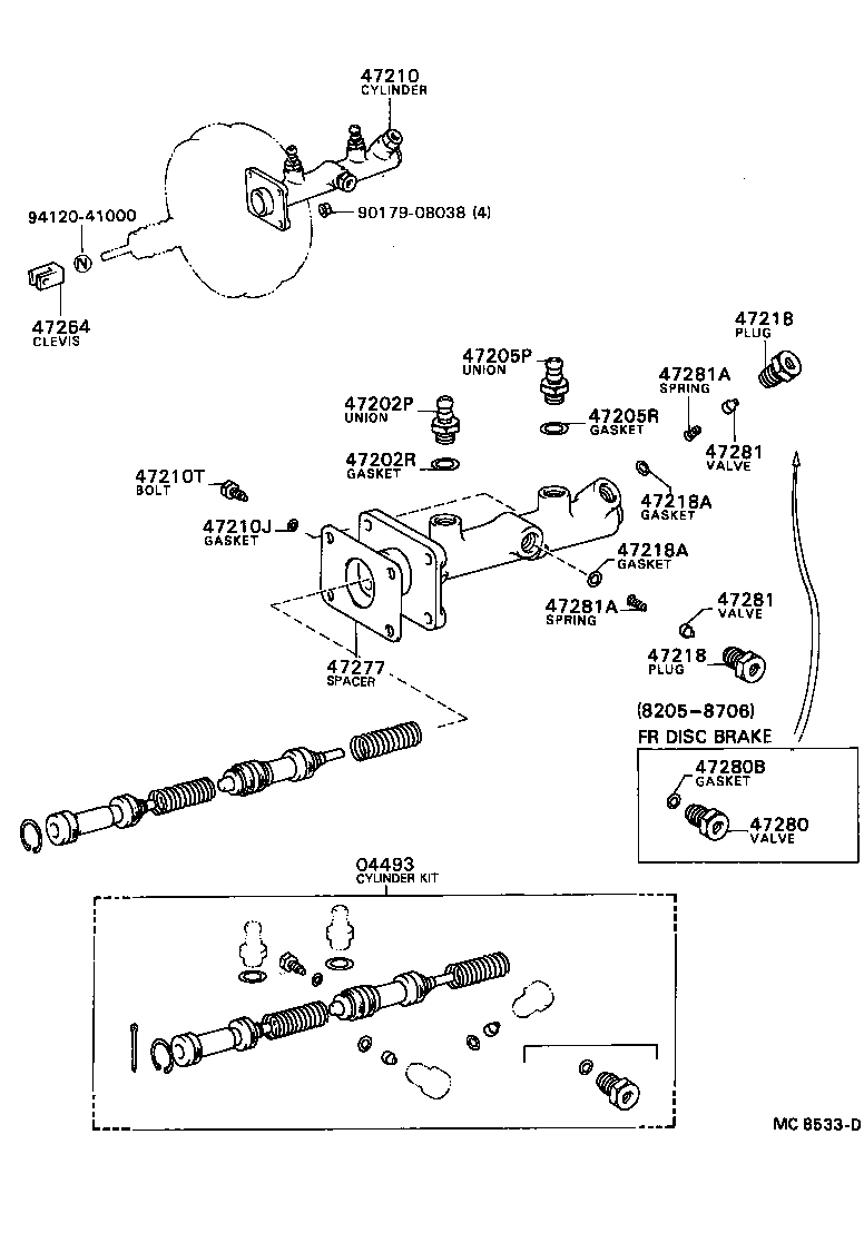 04493-36120 CYLINDER KIT, BRAKE MASTER product image