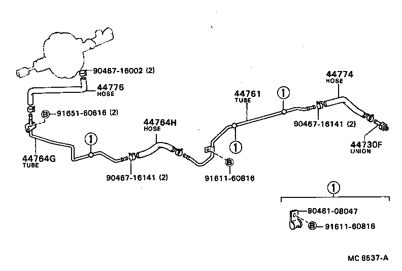 44772-36030 HOSE, CHECK VALVE TO CONNECTOR TUBE product image