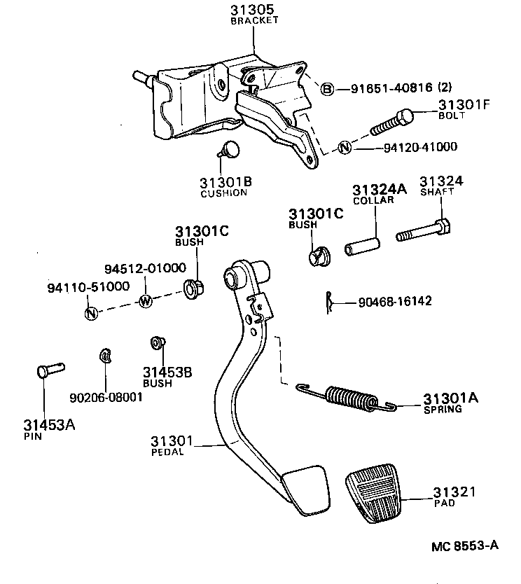 31310-20070 PEDAL SUB-ASSY, CLUTCH product image