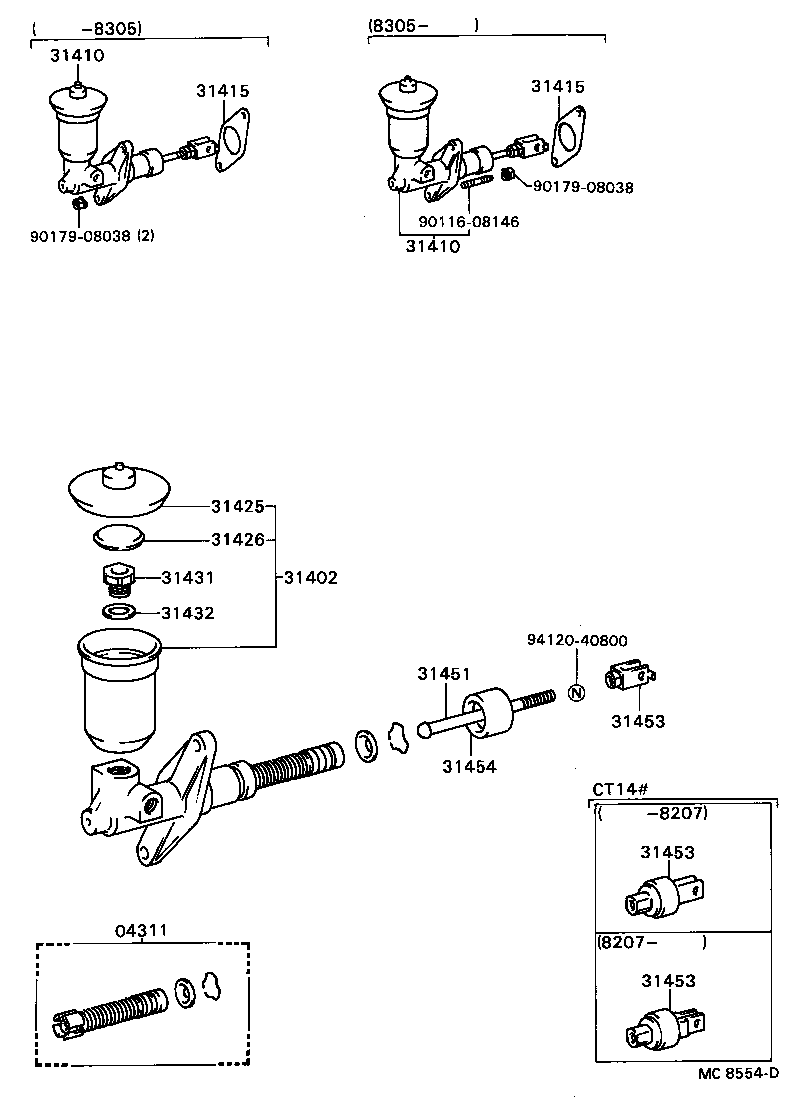 31410-14161 CYLINDER ASSY, CLUTCH MASTER product image
