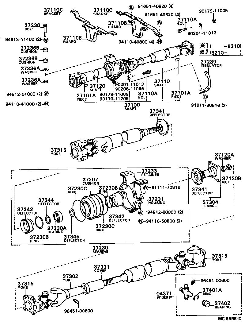 37100-36280 SHAFT ASSY, PROPELLER W/CENTER BEARING product image